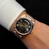 Rolex Day-Date 40 – Slate Ombré (Degradé) Dial – Fluted Bezel – President – Full Set – 2025