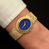 Piaget Vintage Dress Watch – 18K Yellow Gold Integrated Bracelet – Lapis Lazuli Dial – 1970s
